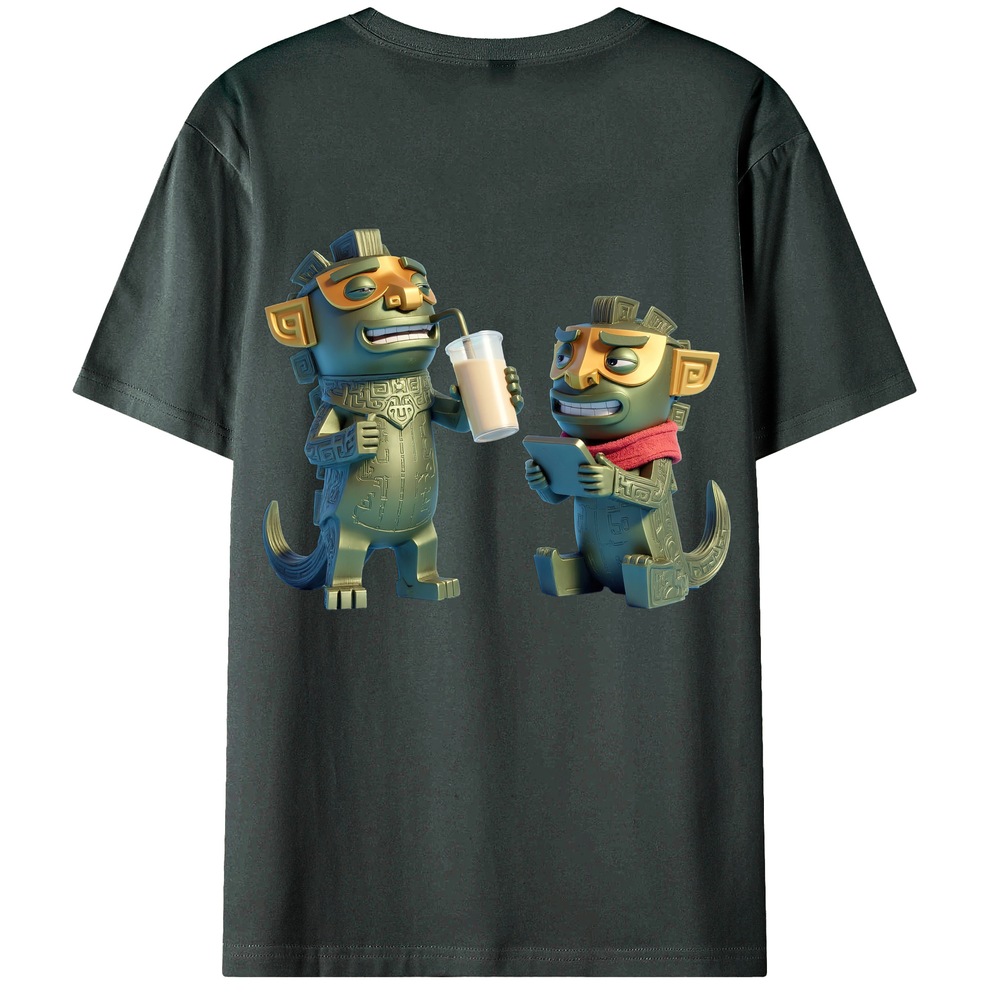 （画像用） Ne Zha 2 ナタ 魔童の大暴れ 綿100％ メンズ半袖Tシャツ（バックプリント） 通気性